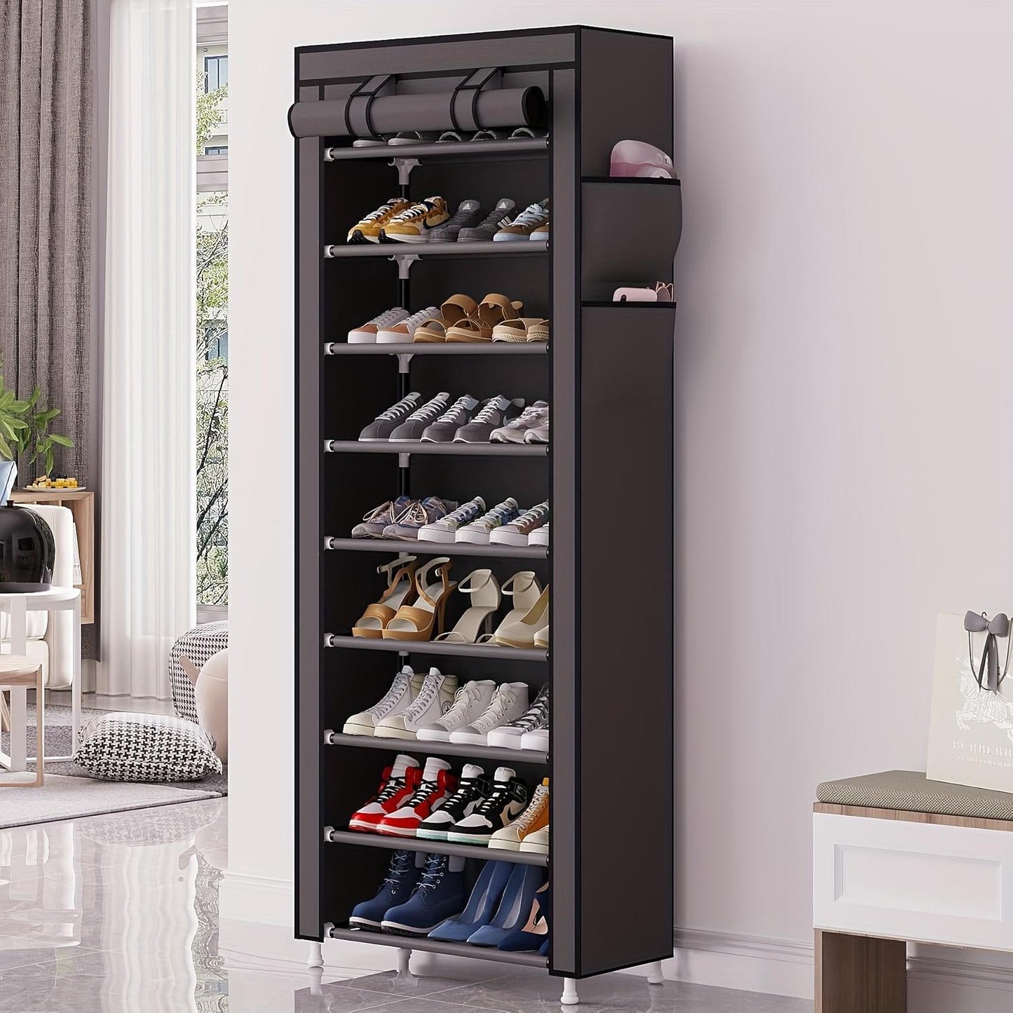 Premium Multi-Layer Dustproof Shoe Storage Cabinet – Space-Saving 6.5 ft Organizer with Protective Cover