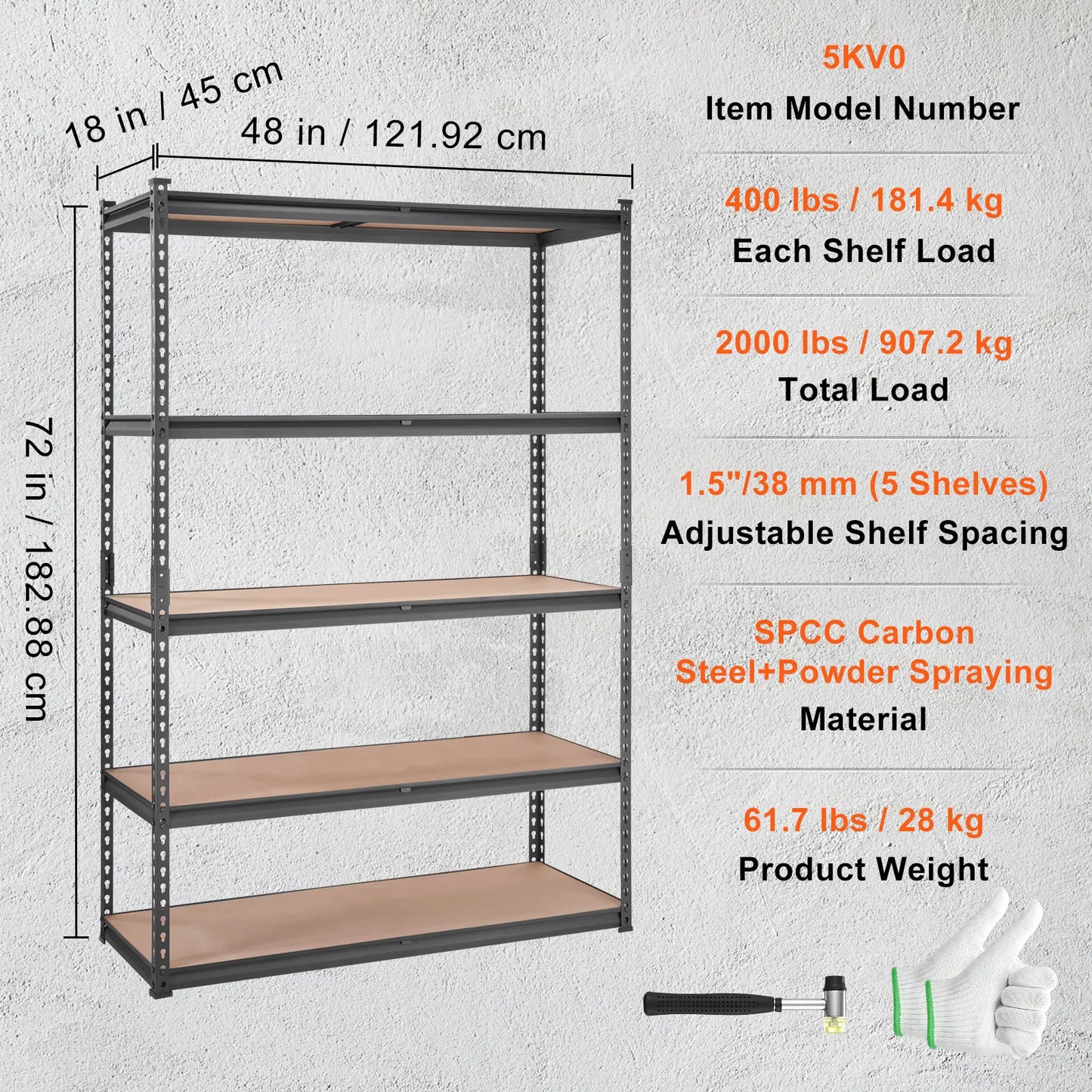5-Tier Adjustable Heavy-Duty Storage Shelving Unit