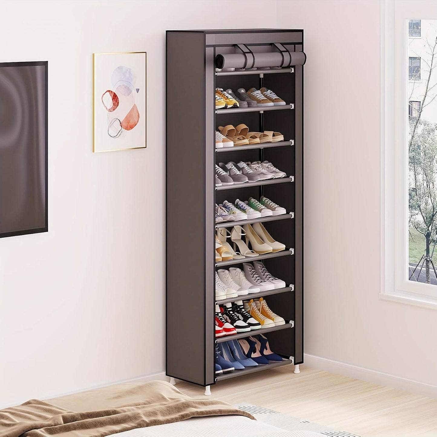 Premium Multi-Layer Dustproof Shoe Storage Cabinet – Space-Saving 6.5 ft Organizer with Protective Cover