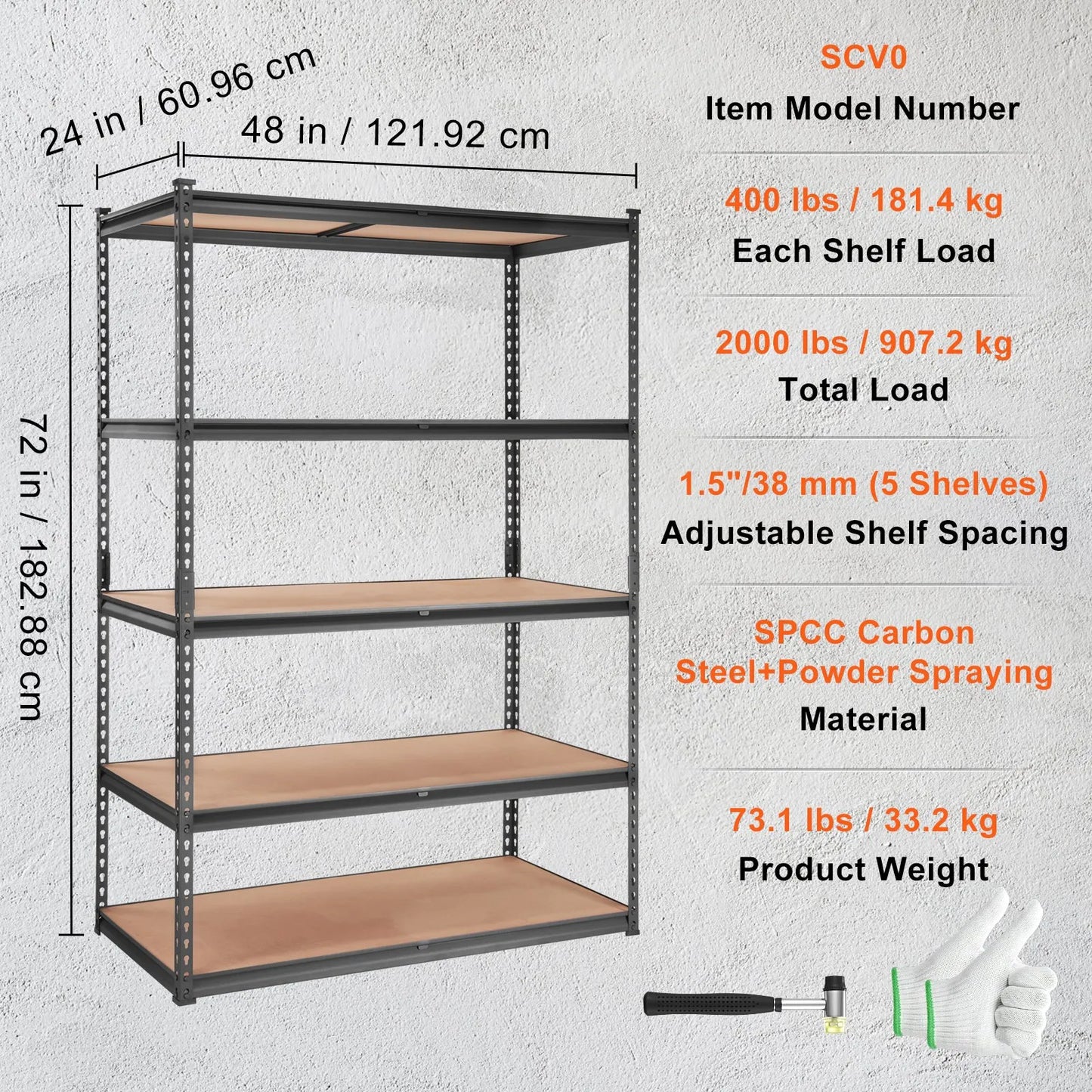 5-Tier Adjustable Heavy-Duty Storage Shelving Unit