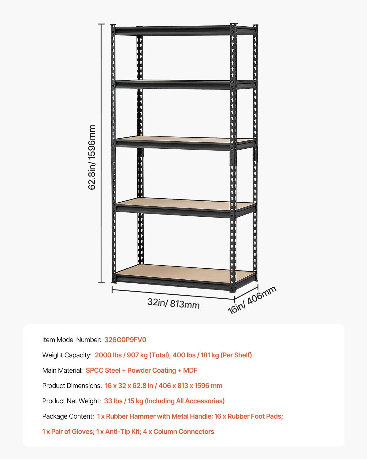 5-Tier Adjustable Heavy-Duty Storage Shelving Unit