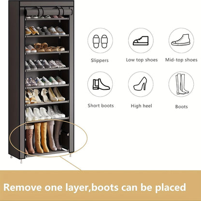 Premium Multi-Layer Dustproof Shoe Storage Cabinet – Space-Saving 6.5 ft Organizer with Protective Cover