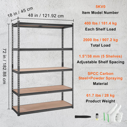 5-Tier Adjustable Heavy-Duty Storage Shelving Unit